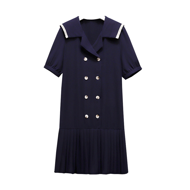 Navy blue pleated dress